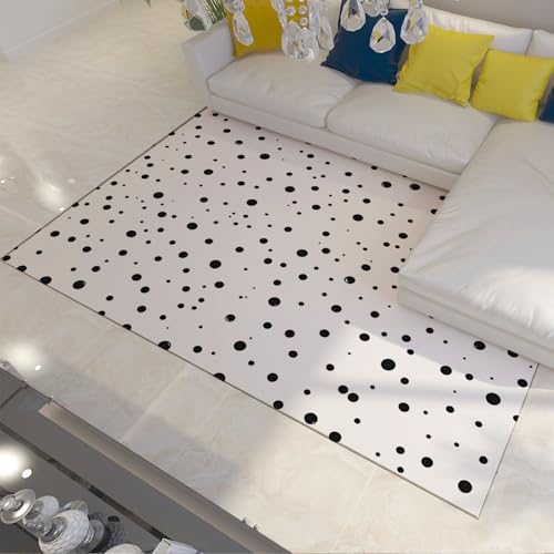 OLLIAR Home Schwarzer Polka Dot Area Teppich Weiß Minimalistische Moderne Teppiche für Wohnzimmer Schlafzimmer Waschbarer Rutschfester Niederflorteppich für Kinderzimmer Studio 180x270cm von OLLIAR Home