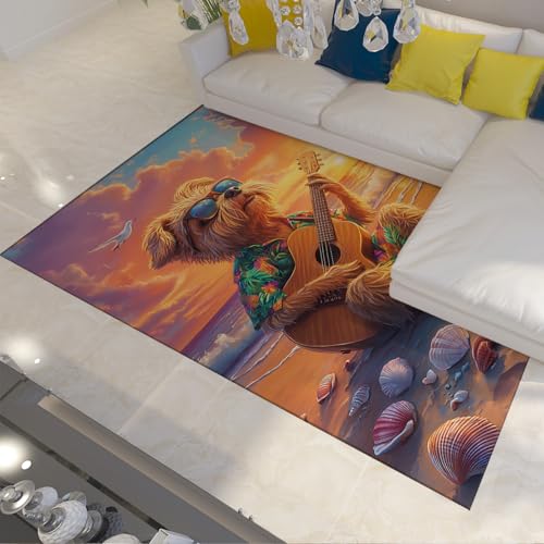 OLLIAR Home Tropical Ocean Beach Rug Fashion Guitar Dog Con conchiglie Sunset View Lavabile Pieghevole Indoor Outdoor Carpet per corridoi Balcone 180x300cm OLLIAR Home Tropical Ocean Beach Rug Fashion Guitar Dog Con conchiglie Sunset View Lavabile Pieghevole Indoor Outdoor Carpet per corridoi Balcone 180x300cm von OLLIAR Home
