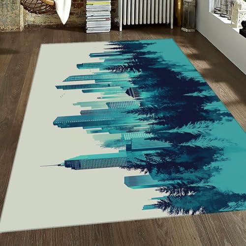 OLLIAR Home Urbane Natur Bereich Teppiche Stadt Wald Moderne Aquarell Kunst Dekor Blaugrün Fußmatte Anti Rutsch Niederflor Teppich für Wohnzimmer Büro Esszimmer 60x90cm OLLIAR Home Urbane Natur Bereich Teppiche Stadt Wald Moderne Aquarell Kunst Dekor Blaugrün Fußmatte Anti Rutsch Niederflor Teppich für Wohnzimmer Büro Esszimmer 60x90cm von OLLIAR Home
