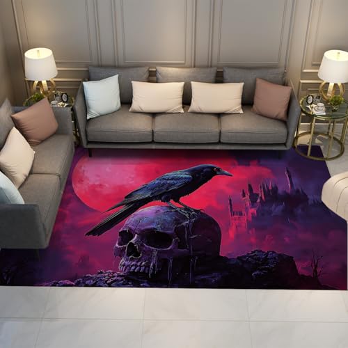 OLLIAR Home Vintage Krähe Schädel Bereich Teppiche Gothic Stil Halloween Dekor Indoor Spooky Teppich Rutschfester waschbarer dünner Teppich für Wohnzimmer Schlafzimmer 120x180cm OLLIAR Home Vintage Krähe Schädel Bereich Teppiche Gothic Stil Halloween Dekor Indoor Spooky Teppich Rutschfester waschbarer dünner Teppich für Wohnzimmer Schlafzimmer 120x180cm von OLLIAR Home