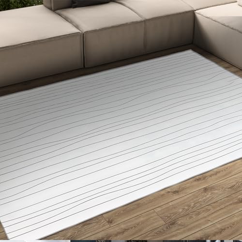 OLLIAR Home Waschbare Teppiche für das Wohnzimmer weicher Rutschfester moderner Schlafzimmerteppich Einfache Linien weißer Teppiche für Büroschlafsaal Wohnkultur 120x170cm von OLLIAR Home