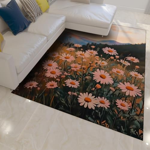 OLLIAR Home Weißer Gänseblümchen-Blumenteppich Frühlingsblumenfeld natürliche Landschaftsflächenteppiche waschbarer Rutschfester niedriger Flor großer Teppich für Wohnzimmer Terrasse 180x270cm OLLIAR Home Weißer Gänseblümchen-Blumenteppich Frühlingsblumenfeld natürliche Landschaftsflächenteppiche waschbarer Rutschfester niedriger Flor großer Teppich für Wohnzimmer Terrasse 180x270cm von OLLIAR Home