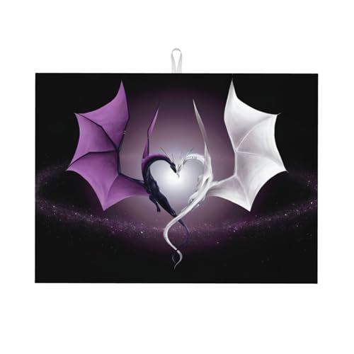 Abtropfmatte, Motiv: Drachen, bedruckt, 45,7 x 61 cm, Violett und Weiß von OLLiNs