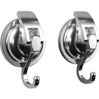 Abnehmbare Saugnapfhaken (2er-Pack), robuste, silberplattierte Vakuum-Duschhaken, leistungsstarker Kranzhalter für Bad und Küche von OLOEY