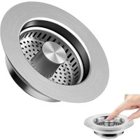 Spülbeckenfilter, 3-in-1 Pop-up-Edelstahl-Ablaufsieb für Küchenspülen, universelles Spülbeckensieb, 40 mm tiefe Spüle, universelles Küchenfiltersieb Spülbeckenfilter, 3-in-1 Pop-up-Edelstahl-Ablaufsieb für Küchenspülen, universelles Spülbeckensieb, 40 mm tiefe Spüle, universelles Küchenfiltersieb von OLOEY