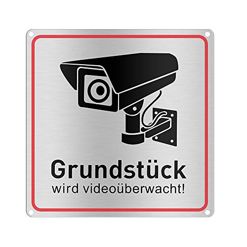 OLRWSLG Videoüberwachung Schild Aluminium Video Warnschilder Hinweisschild Videoüberwacht Schilder Warnschild Hinweis Datenschutz Schilder-20 * 20cm, 0.8mm stark von OLRWSLG