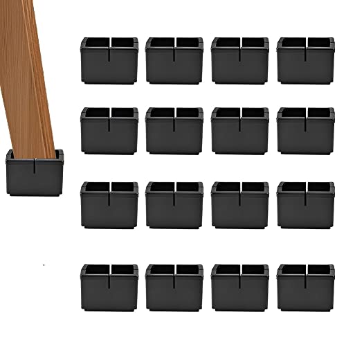 Schutzkappen für Stuhlbeine, OLRWSLG 16 Stück Stuhlbeinkappen PVC Schutzkappen Rutschfest Stuhlbeinkappen mit Filz 46 * 32 * 32mm Quadratische Schutzkappen Schwarz Eckig Stuhlbeinkappen für Möbel von OLRWSLG