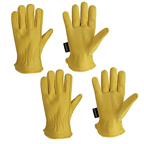 OLSON DEEPAK 2 Paar Leder-Gartenhandschuhe für Damen/Herren, Fahrhandschuhe aus Schaffell,Weich und flexibel, HY007, L (2er Pack) von OLSON DEEPAK