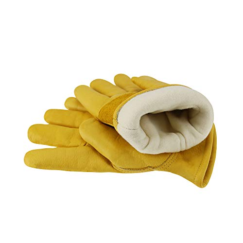 OLSON DEEPAK Winter Arbeitshandschuhe Isolierter Lederhandschuh Thermo-Baumwollfutter - Flexibel warm für Arbeiten bei kaltem Wetter (Large) von OLSON DEEPAK