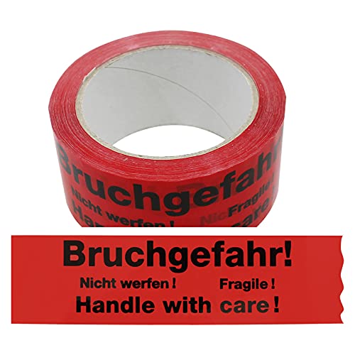 12 Rollen Klebeband Bruchgefahr - Nicht werfen! - Fragile - Handle with Care! 2-sprachig Paketband Packband Warnband Hinweisklebeband von OLShop AG