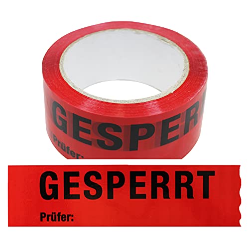 12 Rollen Klebeband Gesperrt, Prüfer: Rolle 50 mm x 66 lfm Absperrband Paketband Packband Warnband Hinweisklebeband von OLShop AG