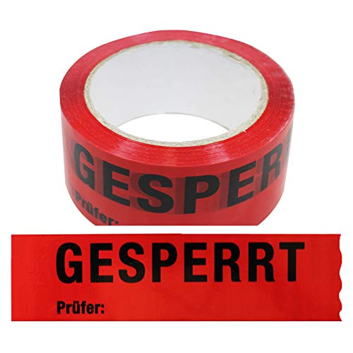 18 Rollen Klebeband Gesperrt, Prüfer: Rolle 50 mm x 66 lfm Absperrband Paketband Packband Warnband Hinweisklebeband von OLShop AG