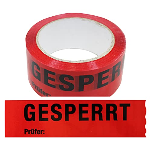 24 Rollen Klebeband Gesperrt, Prüfer: Rolle 50 mm x 66 lfm Absperrband Paketband Packband Warnband Hinweisklebeband von OLShop AG