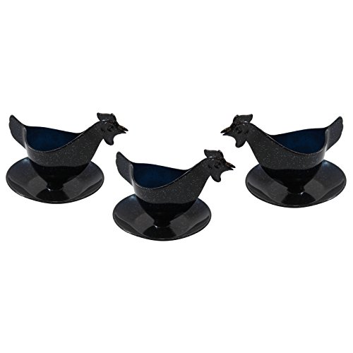 3er Set Eierbecher Huhn mit Glitzer schwarz Eierbehälter, Hühnereierbecher von OLShop AG