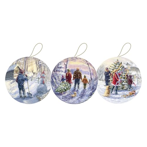 3er Set Weihnachtskugeln zum Befüllen Ø 8 cm Familienzeit von OLShop AG