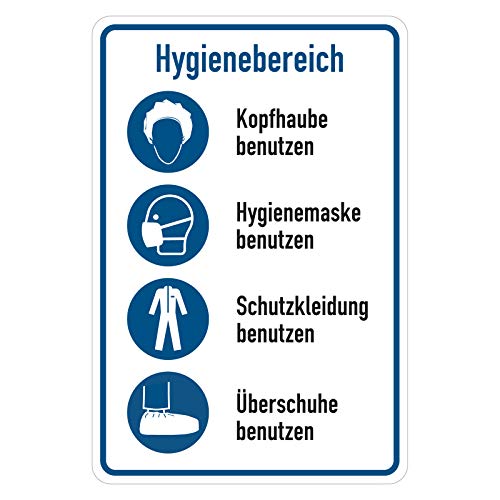 Aufkleber Verhaltensregeln Hygienebereich, Folie selbstklebend, 135 x 200 mm Hygieneregeln Hygieneplan Schutzkleidung von OLShop AG