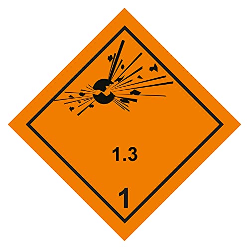 Klasse 1.3 Explosive Stoffe - Gefahrgutaufkleber 25 x 25 cm von OLShop AG