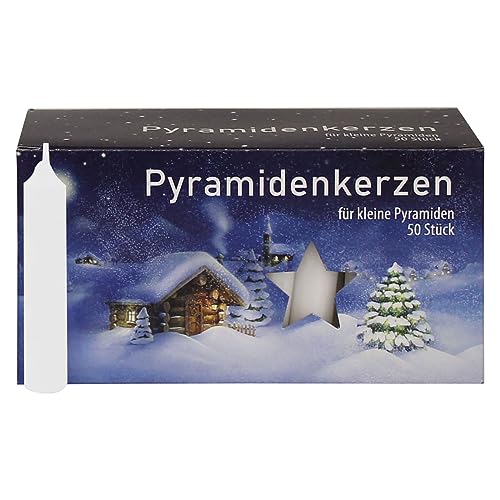 OLShop AG 12er Pack Ebersbacher Pyramidenkerzen klein, Weiß (Ø x H) 14 x 74 mm 600 Stück von OLShop AG