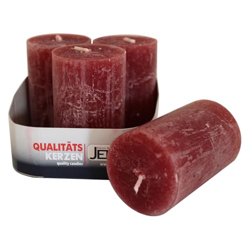 OLShop AG 2er Pack Ebersbacher rustikale Stumpenkerzen, Bordeaux, (Ø x H) 50 x 80 mm (2 x 4 Stück) von OLShop AG
