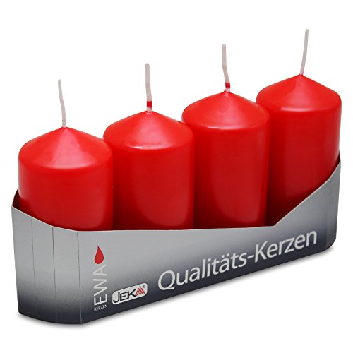 OLShop AG 3er Pack Stumpenkerzen rot, ca. 40 x 80 mm (3 x 4 Stück) Kerze Kaminkerze Laternenkerze Dekoration von OLShop AG