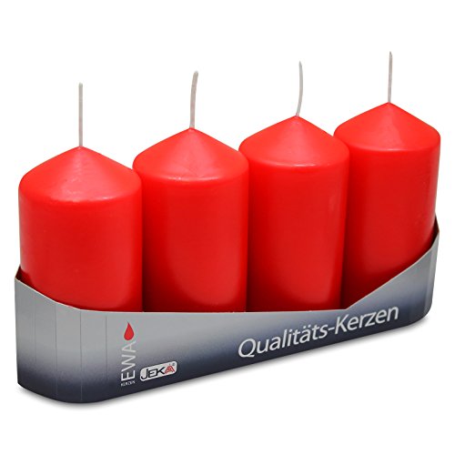 OLShop AG 3er Pack Stumpenkerzen rot, ca. 50 x 100 mm (3 x 4 Stück) Kerze Kaminkerze Laternenkerze Dekoration von OLShop AG
