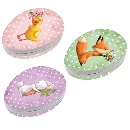 OLShop AG 3er Set Bilderostereier Eier zum Befüllen Motiv Frühlingskinder, 12 cm Pappei zum Befüllen, Ostereier zum Befüllen von OLShop AG