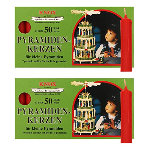 OLShop AG Knox Pyramidenkerzen rot, 2er Pack (2 x 50 Stück), Größe: ca. 14 x 70 mm Weihnachtskerzen von OLShop AG