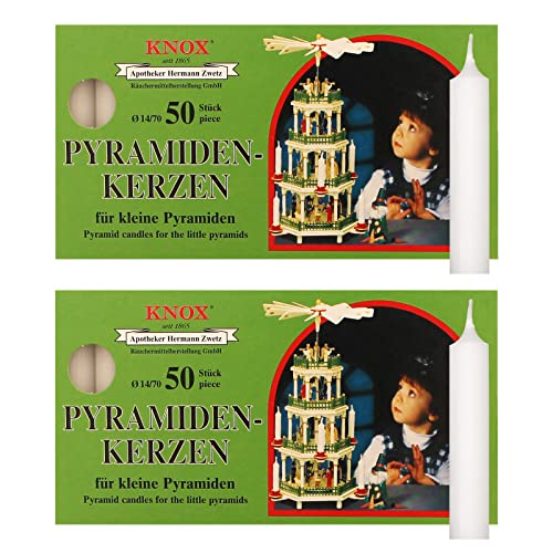 OLShop AG Knox Pyramidenkerzen weiß, 2er Pack (2 x 50 Stück), Größe: ca. 14 x 70 mm Weihnachtskerzen von OLShop AG