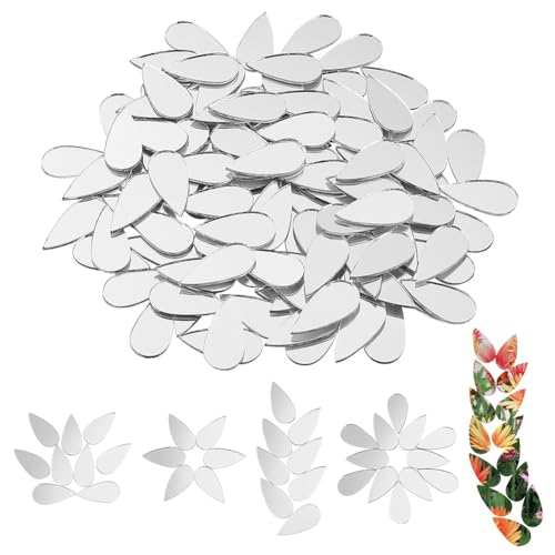 OLYCRAFR 150pcs Tropfenform Spiegel Mosaikfliesen Kleine Träne Spiegel Nicht Selbstklebend Mini Craft Spiegel Tropfen Glasspiegelfliese DIY Mini-Spiegel Für Kunst Wand Tür Dekorationen von OLYCRAFT