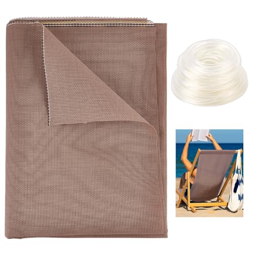 OLYCRAFT 1.5 m Breiter Ersatzstoff Für Sling Stühle 0.9 m Langer Reparaturstoff Für Klappbare Loungesessel DIY Stuhl Ersatzsets Einschließlich 7.5 m Polyestergewebe Transparente 5mm Durchmesser von OLYCRAFT
