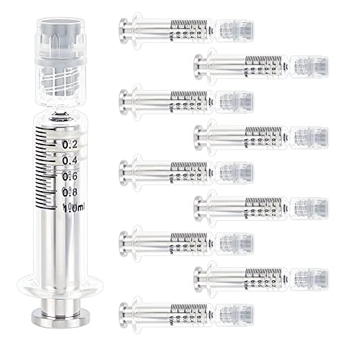 OLYCRAFT 10 Stück 1ML Borosilikatglas Spritze Hitzebeständige Luer Lock Spritze ohne Nadel Wiederverwendbare Glasspritzen für die Industrie oder Labor Flüssigkeiten Kleber Öl von OLYCRAFT