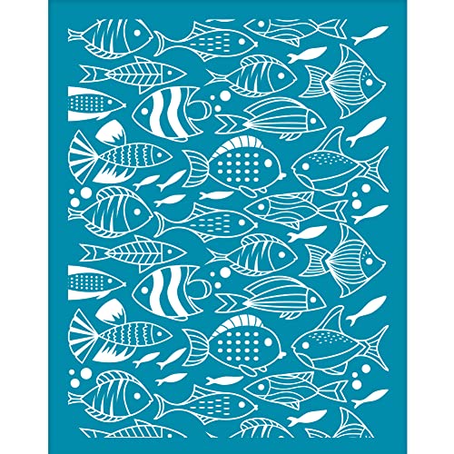 OLYCRAFT 10x12.7 cm Fisch Thema Tonschablonen Tropische Fische Siebdruck Für Polymer Clay Sea Fish Siebdruck Schablonen Mesh Transfer Schablonen Für Polymer Clay Schmuckherstellung von OLYCRAFT