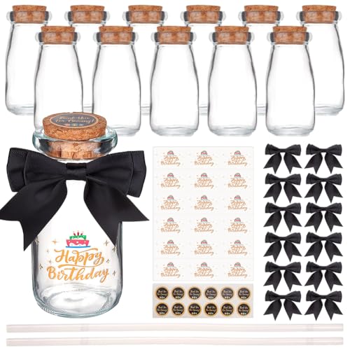 OLYCRAFT 12 Stück Glasflaschen Mit Schwarzen Bändern Und Aufklebern Für Geburtstagsparty Mottogeschenke Mini Behälter Mit Deckel 100ml Für Geburtstagsparty Geschenke Gäste Süßigkeiten Geschenkglas OLYCRAFT 12 Stück Glasflaschen Mit Schwarzen Bändern Und Aufklebern Für Geburtstagsparty Mottogeschenke Mini Behälter Mit Deckel 100ml Für Geburtstagsparty Geschenke Gäste Süßigkeiten Geschenkglas von OLYCRAFT