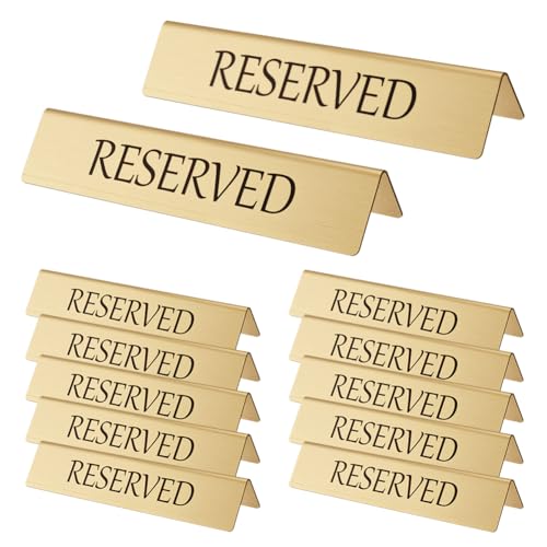 OLYCRAFT 12 goldene Metallschilder mit Aufschrift "Reserved", Edelstahl-Tischplatte, Reservierungsschild, für Tische, Zelte, Schilder für Restaurant, Hochzeit, Büro, Meeting, Party, 15 x 3 x 3 cm OLYCRAFT 12 goldene Metallschilder mit Aufschrift "Reserved", Edelstahl-Tischplatte, Reservierungsschild, für Tische, Zelte, Schilder für Restaurant, Hochzeit, Büro, Meeting, Party, 15 x 3 x 3 cm von OLYCRAFT