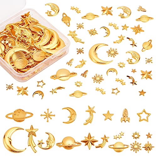 OLYCRAFT 120pcs Kosmos-Thema Harzfüller 20-Style Legierung Cabochons Füllung Charms Sterne Mond Raumschiff Füllung Zubehör Für Harz Handwerk Schmuck DIY - Golden OLYCRAFT 120pcs Kosmos-Thema Harzfüller 20-Style Legierung Cabochons Füllung Charms Sterne Mond Raumschiff Füllung Zubehör Für Harz Handwerk Schmuck DIY - Golden von OLYCRAFT