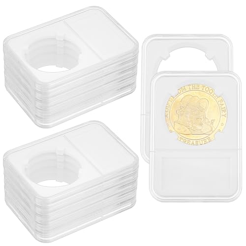 OLYCRAFT 12Stück Münzplatten-Snap-Displayhalter 38mm Durchsichtiger Kunststoff-Aufbewahrungskoffer Münzplattenkapseln Schutzaufbewahrung Für Morgan Peace IKE Silver Dollar Coin Organize Collection von OLYCRAFT