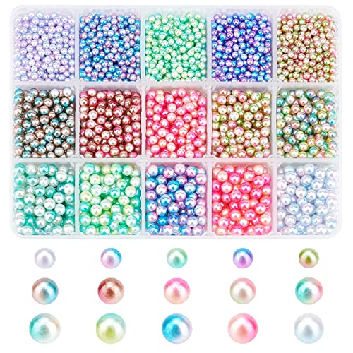 OLYCRAFT 150g Imitation Perlen Perlen Bulk Regenbogen Acryl No Hole Faux ABS Perlen Perlen Meerjungfrau Runde ABS Perlen Harz Füllperlen Für DIY Craft Schmuck Herstellung Hochzeitsfeier Dekoration von OLYCRAFT