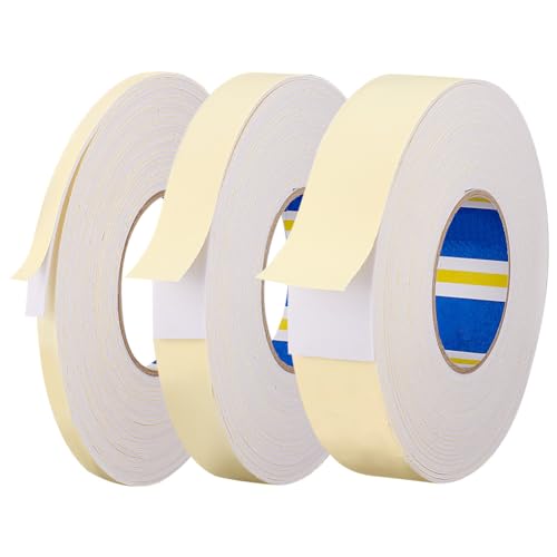 OLYCRAFT 15m/3 Rollen Einseitig Klebendes Schaumstoffband 10mm 24mm 39.5mm Breit Weißer Dichtungsstreifen Schaumstoffpolster Schwammband Schaumgummiband Für Heim Und Bürodekoration - 3mm Dick von OLYCRAFT