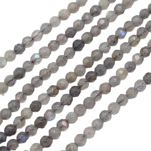 OLYCRAFT 180 Stück 4mm Natürliche Labradorit Perlenstränge 0.8mm Loch Facettierte Edelstein Lose Perlen Natürliche Edelsteinperlen Facettierte Runde Steinperlen Für Die Schmuckherstellung von OLYCRAFT