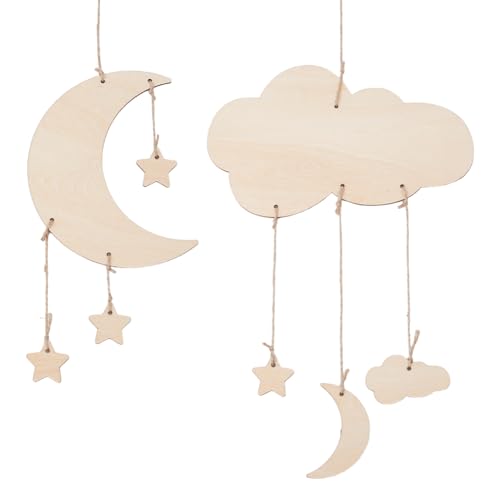 OLYCRAFT 2 Set 2 Stile Mobile Mondstern Deckendekoration Mondstern Hängewand Mit Stern Mondwolke Modernes Wandbehang Unvollendetes Holz Hängeornament Für Die Wanddekoration Im Wohnzimmer OLYCRAFT 2 Set 2 Stile Mobile Mondstern Deckendekoration Mondstern Hängewand Mit Stern Mondwolke Modernes Wandbehang Unvollendetes Holz Hängeornament Für Die Wanddekoration Im Wohnzimmer von OLYCRAFT