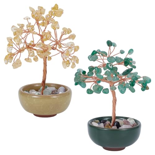 OLYCRAFT 2 Stück Lebensbaum Dekoration Mit Keramiksockel Grüner Aventurin Und Gelber Quarzkristallbaum Handgefertigte Kristalle Edelsteinbaum Feng Shui Schreibtisch Geldbaum Für Glück Heimbüro OLYCRAFT 2 Stück Lebensbaum Dekoration Mit Keramiksockel Grüner Aventurin Und Gelber Quarzkristallbaum Handgefertigte Kristalle Edelsteinbaum Feng Shui Schreibtisch Geldbaum Für Glück Heimbüro von OLYCRAFT