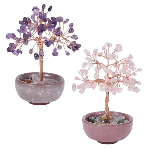 OLYCRAFT 2 Stück Lebensbaum Dekorationen Mit Keramiksockel Amethyst Und Rosenquarz Kristallbäume Handgefertigte Kristalle Edelsteinbaum Feng Shui Schreibtisch Geldbäume Für Viel Glück Heimbüro OLYCRAFT 2 Stück Lebensbaum Dekorationen Mit Keramiksockel Amethyst Und Rosenquarz Kristallbäume Handgefertigte Kristalle Edelsteinbaum Feng Shui Schreibtisch Geldbäume Für Viel Glück Heimbüro von OLYCRAFT