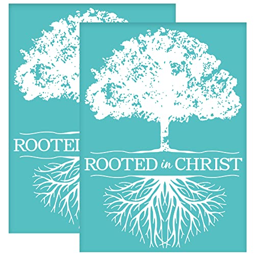 OLYCRAFT 2 Stück Selbstklebende Siebdruckschablonen, Baumwurzeln Siebdruckschablonen Wiederverwendbar "Rooted In Christ" Mesh-Transfer Frühling Schablone Zum Malen Auf Holz T-Shirts - 14x19.5cm von OLYCRAFT