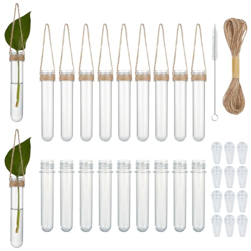 OLYCRAFT 20 Stück Aufhängen Anzuchtstation Vasen Wandbehang Pflanzenvase Durchsichtige Anzuchtröhren Aus Kunststoff Blumenvasen Pflanzgefäßstationen Für Hydrokulturpflanzen Wanddekor Pflanzenschnitt von OLYCRAFT