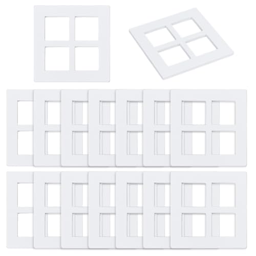 OLYCRAFT 20 quadratischer Miniatur Fensterrahmen 7x7cm Weißes Miniatur Fenster Aus Holz Mini Fenster Gartenornamente Mini Möbel Fensterrahmen Für Miniaturhäuser Dekoration Möbelzubehör von OLYCRAFT