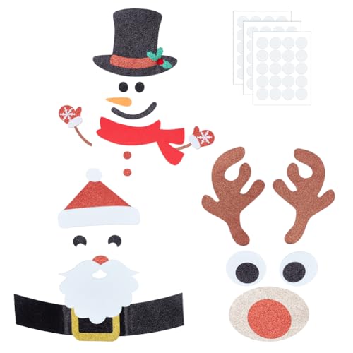 OLYCRAFT 3 Set Weihnachtsaufkleber Dekorationen DIY Filz Weihnachtsschneemann Set Weihnachtsmann Elchbaum Wandaufkleber Cartoon Filz Schneemann Türabdeckung Mit Doppelseitigen Aufklebern Für Fenster von OLYCRAFT