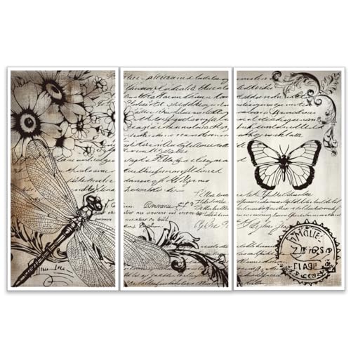 OLYCRAFT 3 Stück/Set Libellen Transferfolien Zum Aufreiben Für Möbel Und Kunsthandwerk 15x30cm Stempel Schmetterlings Möbelaufkleber Blumen Transferaufkleber Abziehbilder Zum Aufreiben von OLYCRAFT