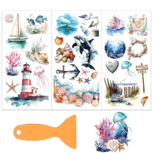 OLYCRAFT 3 Stück/Set Sommer Ozean Abziehbilder Zum Aufreiben Für Möbel Und Kunsthandwerk 15x30cm Große Segelboot Möbelaufkleber Leuchtturm Abziehbild Zum Aufreiben Mit 1 Teiligem Schaber Für Möbel OLYCRAFT 3 Stück/Set Sommer Ozean Abziehbilder Zum Aufreiben Für Möbel Und Kunsthandwerk 15x30cm Große Segelboot Möbelaufkleber Leuchtturm Abziehbild Zum Aufreiben Mit 1 Teiligem Schaber Für Möbel von OLYCRAFT