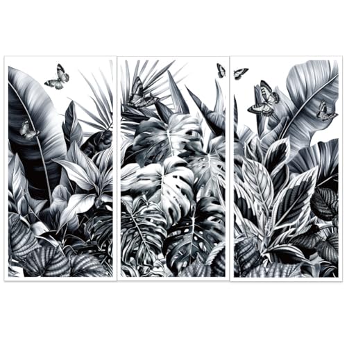 OLYCRAFT 3 Stück/Set Tropische Pflanzen Transferfolien Zum Aufreiben Für Möbel Und Kunsthandwerk 15x30cm Schwarz Weiße Blätter Möbel Transferaufkleber Möbelaufkleber Dekor Transferaufkleber von OLYCRAFT