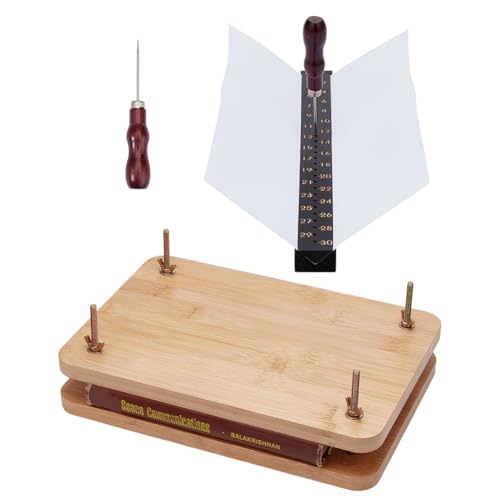 OLYCRAFT 3 Stück Holz Buchpresswerkzeug Set 30x20cm Holz Buchbinde Signatur Stanzwerkzeug Ahle Führung 304x32mm Handgefertigte Buchbindewerkzeuge Mit Schrauben Stahlnadel Für Papierbuchbindebedarf von OLYCRAFT